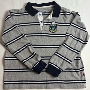 Leo and Lily Striped Gray and Blue Kids Polo Shirt